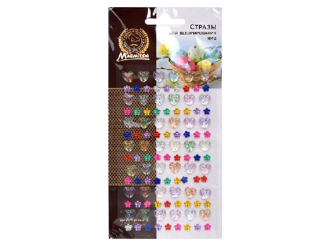 Стразы для декорирования яиц, 105 шт страз, лист 8,5*15,5 см MARMITON /576/24